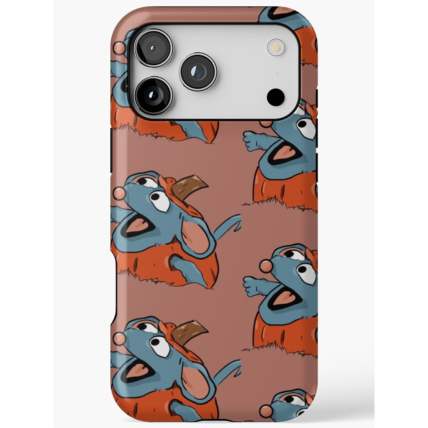 Blue Cartoon Rat with Meat Cleaver on Dusty Rose Tough Phone Case for ...