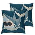 thumbnail image 1 of Blue Cartoon Shark Print Throw Pillow Case Home Decorative Cushion Cover for Sofa Couch Bedding, 1 of 7