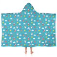 thumbnail image 1 of Blue Cartoon Unicorn Ice Cream Donut Star Cloud Hooded Bath Towel，50"x30" for Ages 3 To 12 Kids, Quick Dry Lightweight Soft Microfiber Hood Beach Towel Cover Up for Kids, 1 of 7