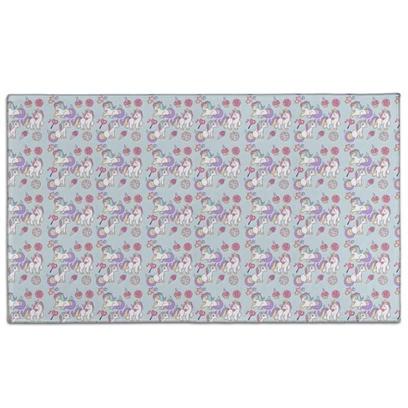 Blue Cartoon Unicorn Lollipop Pattern Door Rugs,Washable Non Slip Door Mats Indoor,Decorative Door Mats,Entry Mat Indoor for Entrance,Bedroom,Kitchen,Bathroom,17"x30"