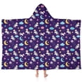 thumbnail image 1 of Blue Cartoon Unicorn Moon Cloud Star Pattern Hooded Bath Towel，60"x35" for Ages 3 To 12 Kids, Quick Dry Lightweight Soft Microfiber Hood Beach Towel Cover Up for Kids, 1 of 7