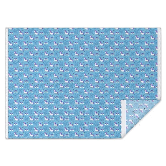Blue Cartoon Unicorn Pattern Rectangle Tablecloth 60"x84",Waterproof Polyester Rectangle Table Cloth, Wipeable Spillproof Polyester Tablecloth for Dining, Camping, Indoor and Outdoor