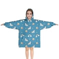 thumbnail image 1 of Blue Cartoon Unicorn Rainbow Cloud Star Balloon Blanket Hoodies for Kids 6-13YR Oversize Wearable Blanket Hoodies for Boys Girls Teens, 1 of 7