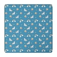 thumbnail image 1 of Blue Cartoon Unicorn Rainbow Cloud Star Balloon Square Fitted Tablecloth with Elastic Edge,Square Table Cover,Washable Elastic Table Cover for Home Kitchen Party Decor 34"x34", 1 of 6
