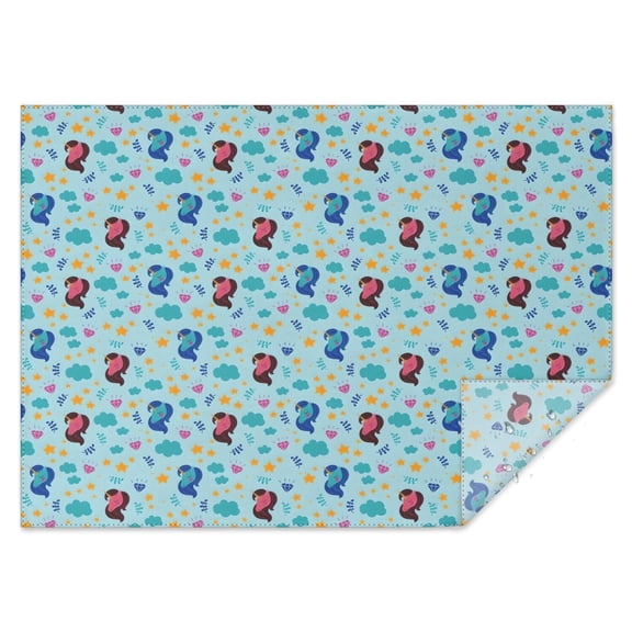 Blue Cartoon Unicorn Star Cloud Pattern Rectangle Tablecloth 60"x84",Waterproof Polyester Rectangle Table Cloth, Wipeable Spillproof Polyester Tablecloth for Dining, Camping, Indoor and Outdoor