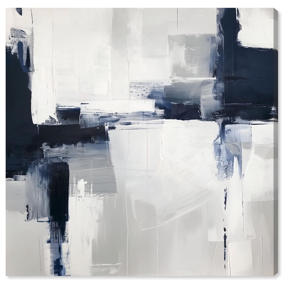 Blue Cascades on Still White Canvas Blue Wall Art by Art Remedy, Gallery Wrapped, 12 x 12