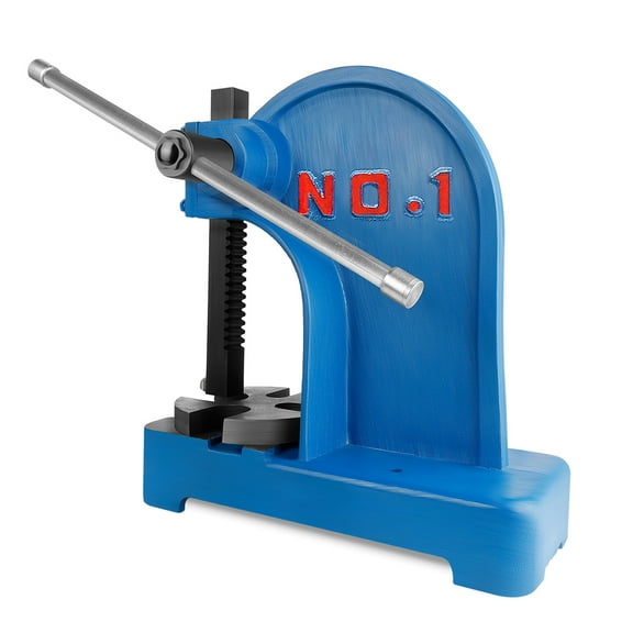 Blue Cast Iron Frame Arbor Press, Gear Press, Punch Bearing, 1 Ton Load, Cast Iron, 5.5in Work Height, for Precision, Punch Holes, Engraving