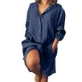 thumbnail image 1 of Blue Casual Dresses Women Cotton And Linen Shirt Dress Casual Loose Maxi Dresses Summer Dresses for Women 2024, 1 of 4