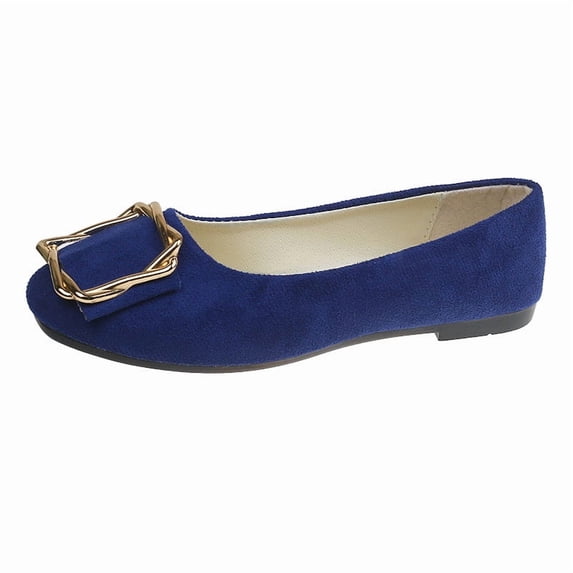 Blue Casual Flats Shoes For Women Spring And Fall Buckle Detail Flat Bottom Cloth Slip On Loafers Comfortable Leisure Plus Size Footwear Size 37 1 Pair