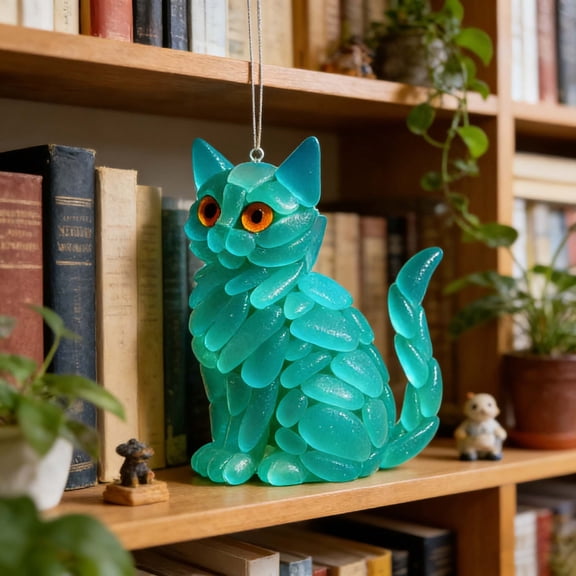 Blue Cat Decoration 2D Acrylic Pendant Hanging Ornament, Wall Window Hanging Decor, Whimsical Gift for Cat Lovers & Home Decor Enthusiasts, 1 Piece