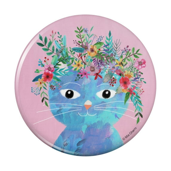 Blue Cat Flower Hat Kitchen Refrigerator Locker Button Magnet