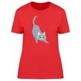 thumbnail image 1 of Blue Cat With Green Eyes Doodle T-Shirt Women -Image by Shutterstock, Female x-Large, 1 of 2