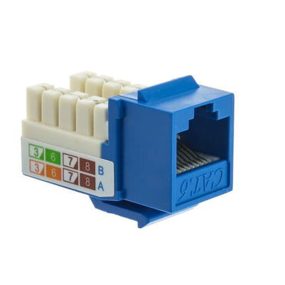 Blue Cat6 Keystone, RJ45 Female to 110 Punch Down