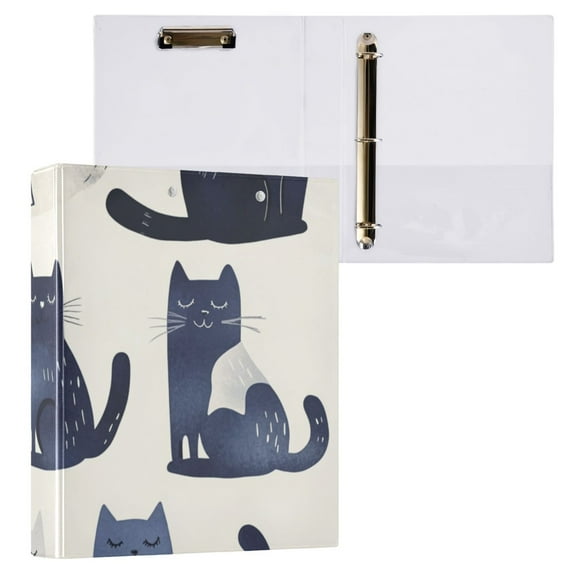 Blue Cats 3 Ring Binders 1.5 inch Hardcover File Folders with Interior Pockets A4 Size Organizer for School Office Hospital Set of 2