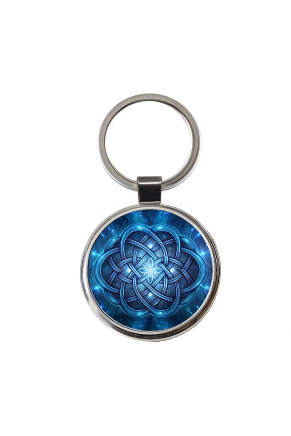 Blue Celtic Knot Eternity Love Metal Round Keychain