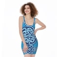 thumbnail image 1 of Blue Celtic Symbol Print Sleeveless Bodycon Dress, Irish St. Patrick'S Day Fashion Summer Maxi Dress For Women, 1 of 4
