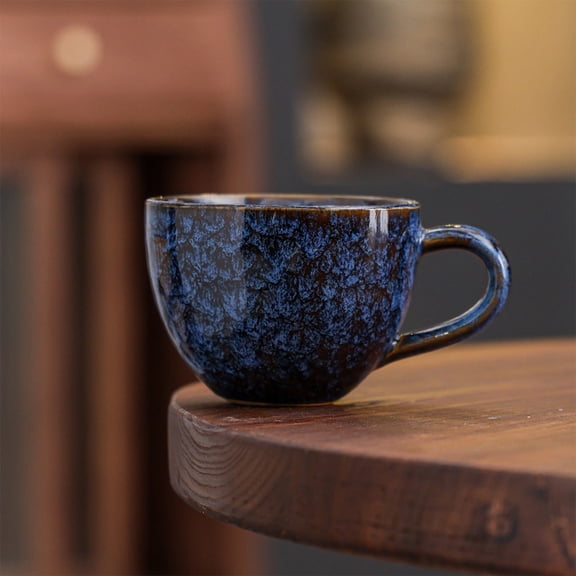 Blue Ceramic Coffee Mug 10 oz - Microwave Safe Ceramic Cup for Tea, Hot Cocoa, Breakfast Beverages