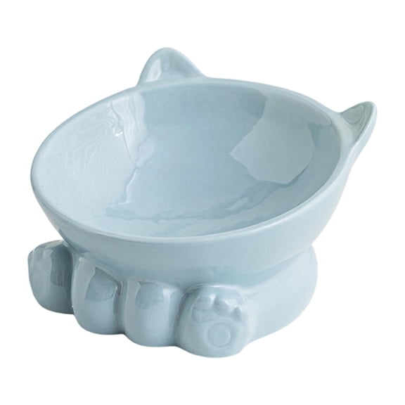 Blue Ceramic Pet Bowl Cute Style Anti-Slip Base For Cats Dogs Food And Water Dish