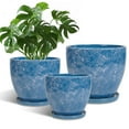thumbnail image 1 of Ceramic Planter Set of 3(6/8/10 inch) with Drainage Hole, Round Indoor Outdoor Pots for Plants for Snake Plant & Home Office Decor Sky Blue, 1 of 7
