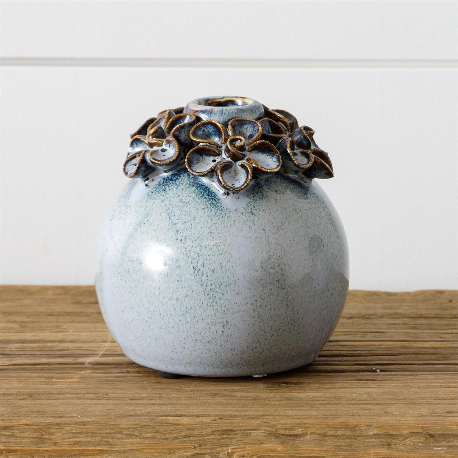Blue Ceramic Stoneware Sculpted Flower Bud Vase | 2 Sizes - Walmart.com