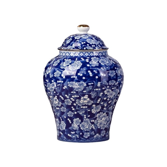 Blue Ceramic Storage Jar with Lid 1300ml Decorative Vase for Home Kitchen and Dining Table