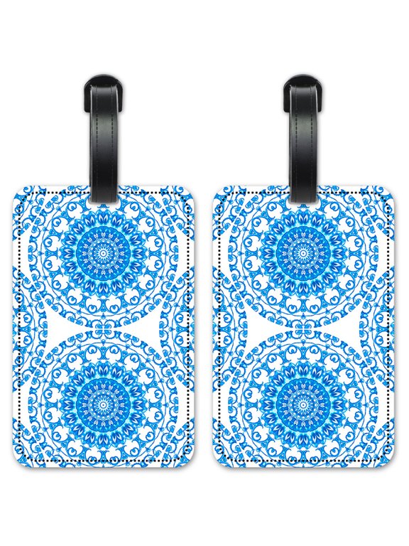 Blue Ceramic Tile - Luggage ID Tags / Suitcase Identification Cards - Set of 2