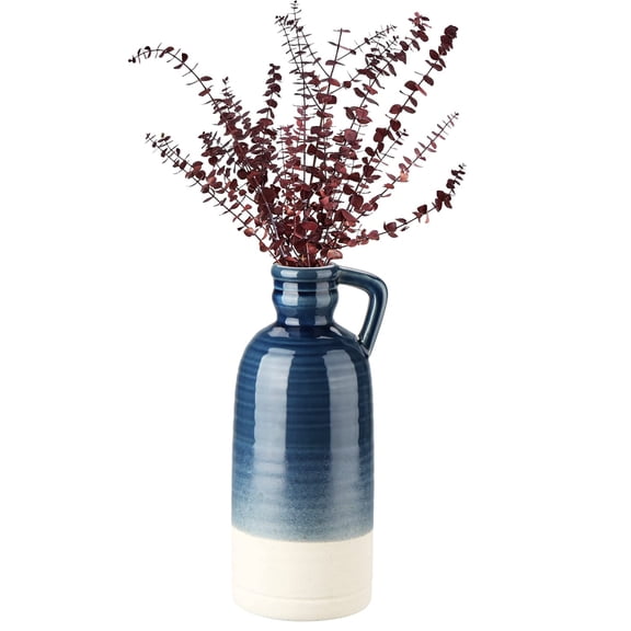 Blue Ceramic Vase 12.5 Inch Tall Decorative Home and Event Use