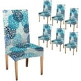 thumbnail image 1 of Blue Chair Cover Spring Flower Blue and Navy Chrysanthemum Flowers Abstract Art High Chair Covers Set of 6 Stretch Removable Washable Slipcovers for Dining Room Kitchen, 1 of 6