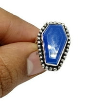 Blue Chalcedony Gemstone Metaphysical Coffin Ring, Wedding Ring, Statement Ring, Beautiful Gift For Women, Promise Ring, Anniversary Ring, Birthday Gift Ring For Her (Blue Chalcedony, Size 7)