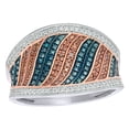 thumbnail image 1 of AFFY Blue, Champagne & White Natural Diamond Multi Row Slanted Pairs Concave Ring in 10k White Gold, 1 of 1