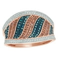thumbnail image 1 of AFFY Blue, Champagne & White Natural Diamond Multi Row Slanted Pairs Concave Ring in 10k Rose Gold By, 1 of 1