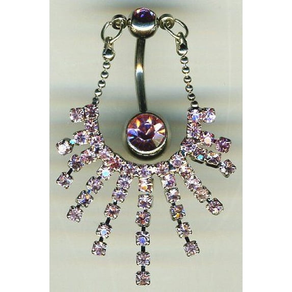 Blue Chandelier Dangle Belly Ring 14G (1.6MM) #73 (1 Piece) 316L Surgical Steel Nickel Free