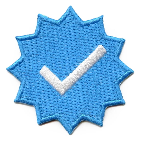 Blue Check Mark Sign Patch Good Job Symbol Embroidered Iron On
