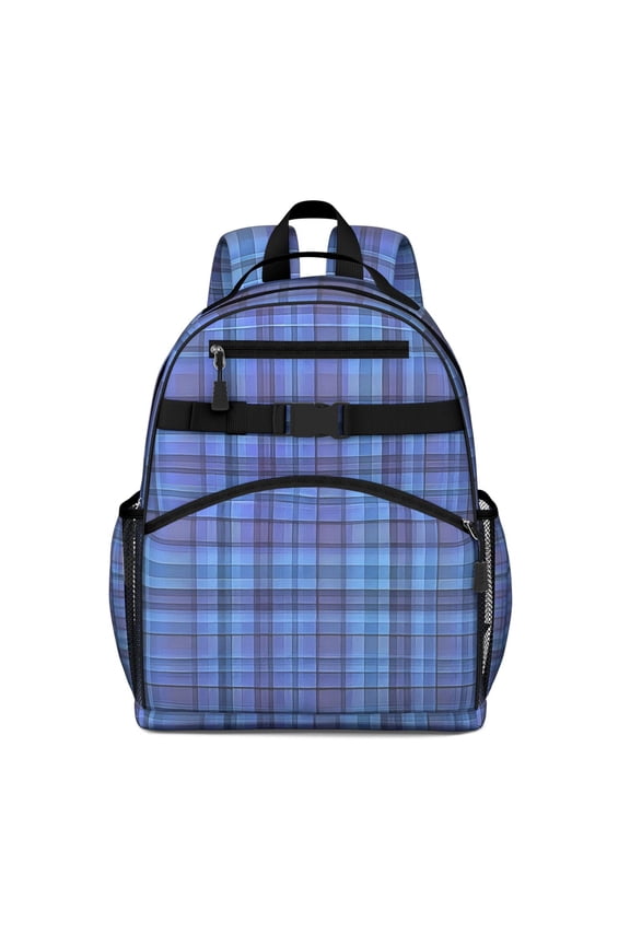 Blue Checkerboard Checkered Pattern Backpack for School,Cute School Bag,Schoolbag with Adjustable Shoulder Straps & Padded Back,15.25"x11.5"x5.25"