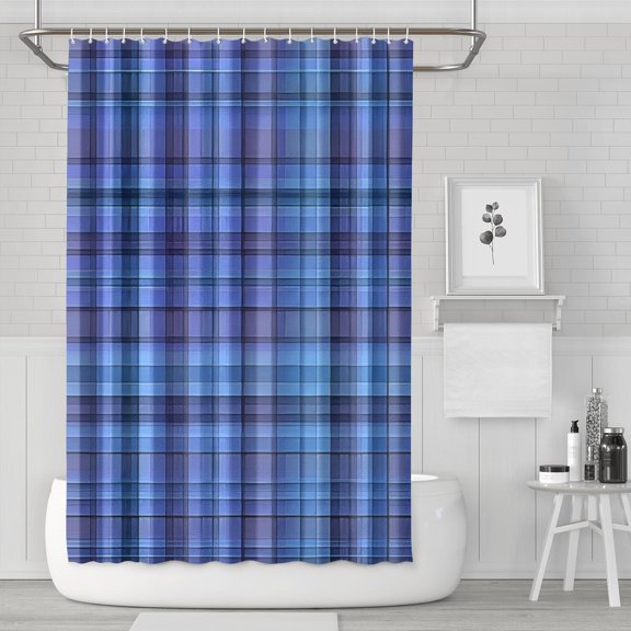 Blue Checkerboard Checkered Pattern Shower Curtain 72"x72" ,Bathroom Decorative Shower Curtains Set with 12 Hooks,Modern Waterproof Washable Shower Curtain