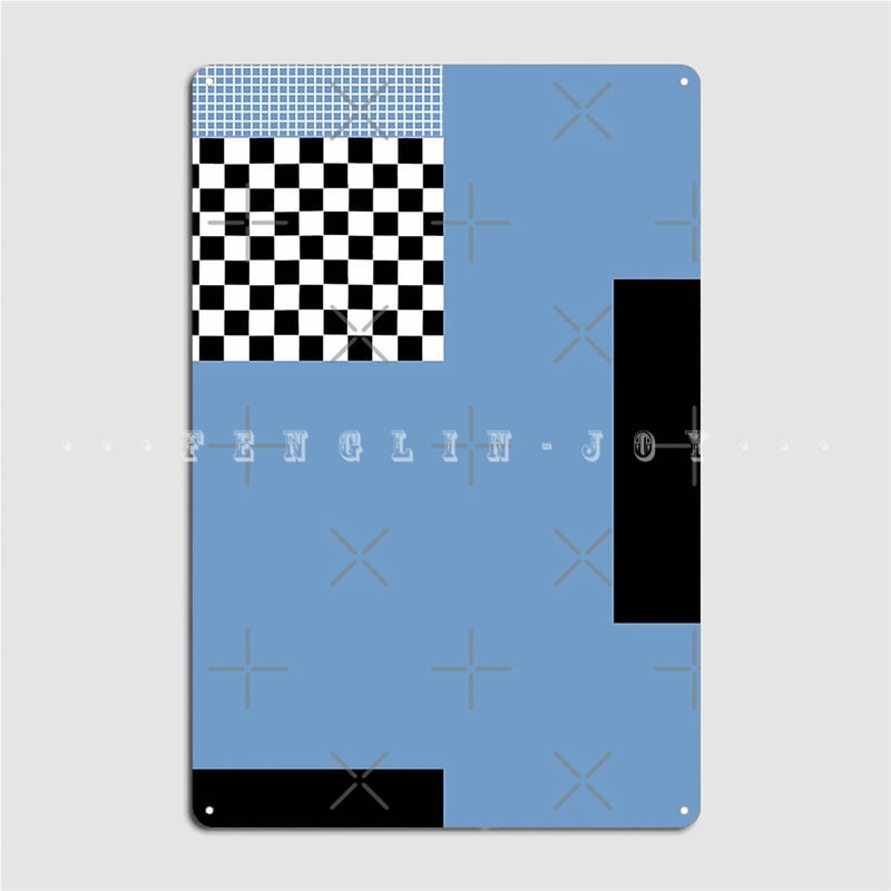 Blue Checkerboard Metal Plaque Poster Poster Vintage Garage Club Pub ...