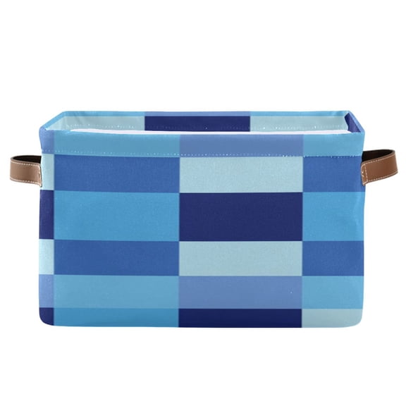 Blue Checkerboard Pixel Art Square Storage Bins with Handles Collapsible Containing Box 1 Pack