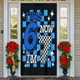 thumbnail image 1 of Blue Checkered 7th Birthday Banner Stars I Was 6 Now I'm 7 Display Numbers 6 & 7 Race Car  Checkered Flag Backdrop for 7th Birthday Party Kids Birthday Celebration Indoor Party Decoration, 1 of 8