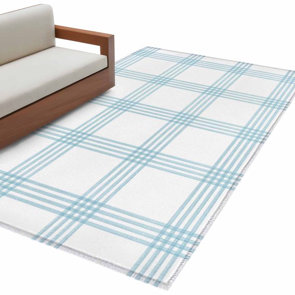 Blue Checkered Area Rug 3x5 Washable Rug Non Slip Farmhouse Buffalo Plaid Watercolor Large Area Rug Indoor Floor Carpet for Entryway Bedroom Kitchen Living Room Home Office Dining Room Nursery