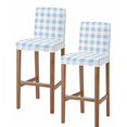 thumbnail image 1 of Blue Checkered Bar Stool Covers Set of 2, Blue White Buffalo Plaid Stretch Washable Bar Chair Covers with Backs, Removable Pub Counter Height Chair Cover for Kitchen Dining Room Cafe, 1 of 7
