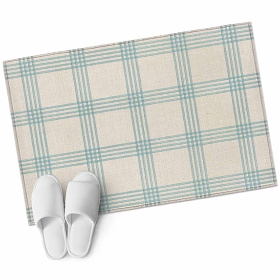 Blue Checkered Bathroom Rug Washable 2x3 Entryway Rug Non Slip Rustic Farmhouse Buffalo Plaid Front Door Mat Low Pile Indoor Doormat Throw Floor Carpet for Kitchen Bedroom Entrance