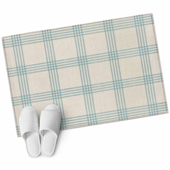 Blue Checkered Bathroom Rug Washable 2x3 Entryway Rug Non Slip Rustic Farmhouse Buffalo Plaid Front Door Mat Low Pile Indoor Doormat Throw Floor Carpet for Kitchen Bedroom Entrance
