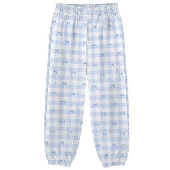 Blue Checkered Bow Tie Boys Pants Kids Casual Sweatpants Joggers Toddler Sports Pants 3-10 Years