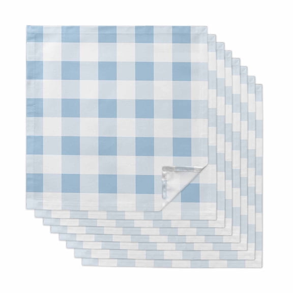 Blue Checkered Cloth Napkins, Blue White Buffalo Plaid Washable and Reusable Dinner Napkins Set of 8, Table Napkin for Kitchen Party Birthday Wedding Hotel Housewarming 20"x20"
