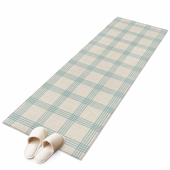 Blue Checkered Kitchen Runner Rug 2x6 Washable Runners for Hallway Non Slip Rustic Farmhouse Buffalo Plaid Large Area Rug Indoor Floor Carpet for Bathroom Laundry Entryway Bedroom Living Room