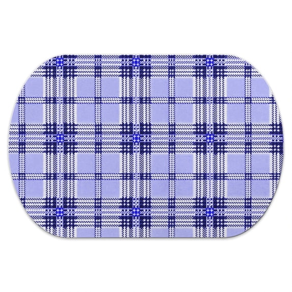 Blue Checkered Pattern Diatomaceous Earth Bath Mat, Non-Slip Bath Mat ...