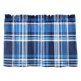 thumbnail image 1 of Blue Checkered Pattern Tier Curtains Tier Kitchen Living Room Bedroom Balcony 2 Panels 27x36 Inch, 1 of 9