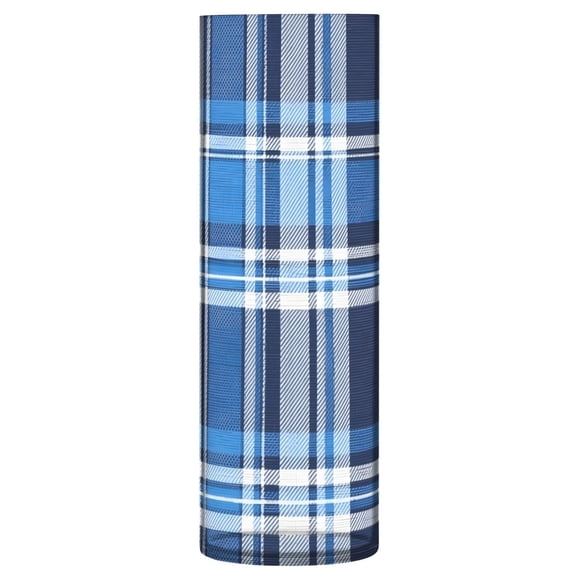Blue Checkered Pattern Vase Flower Vase Clear Unbreakable Plastic Tall Decorative 11.8in