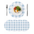 thumbnail image 1 of Blue Checkered Round 13 Inch Placemats Set of 4, Blue White Buffalo Plaid HeatResistant Non Slip Place Mats for Dining Table, Wipeable Braided Kitchen Table Mats for Housewarming, 1 of 9