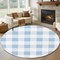thumbnail image 1 of Blue Checkered Round Area Rug 7 FT, Non Slip Living Room Area Carpet, Blue White Buffalo Plaid Washable Soft Circular Rug Non-Shedding Floor Carpet for Bedside Office Play Room Classroom, 1 of 9